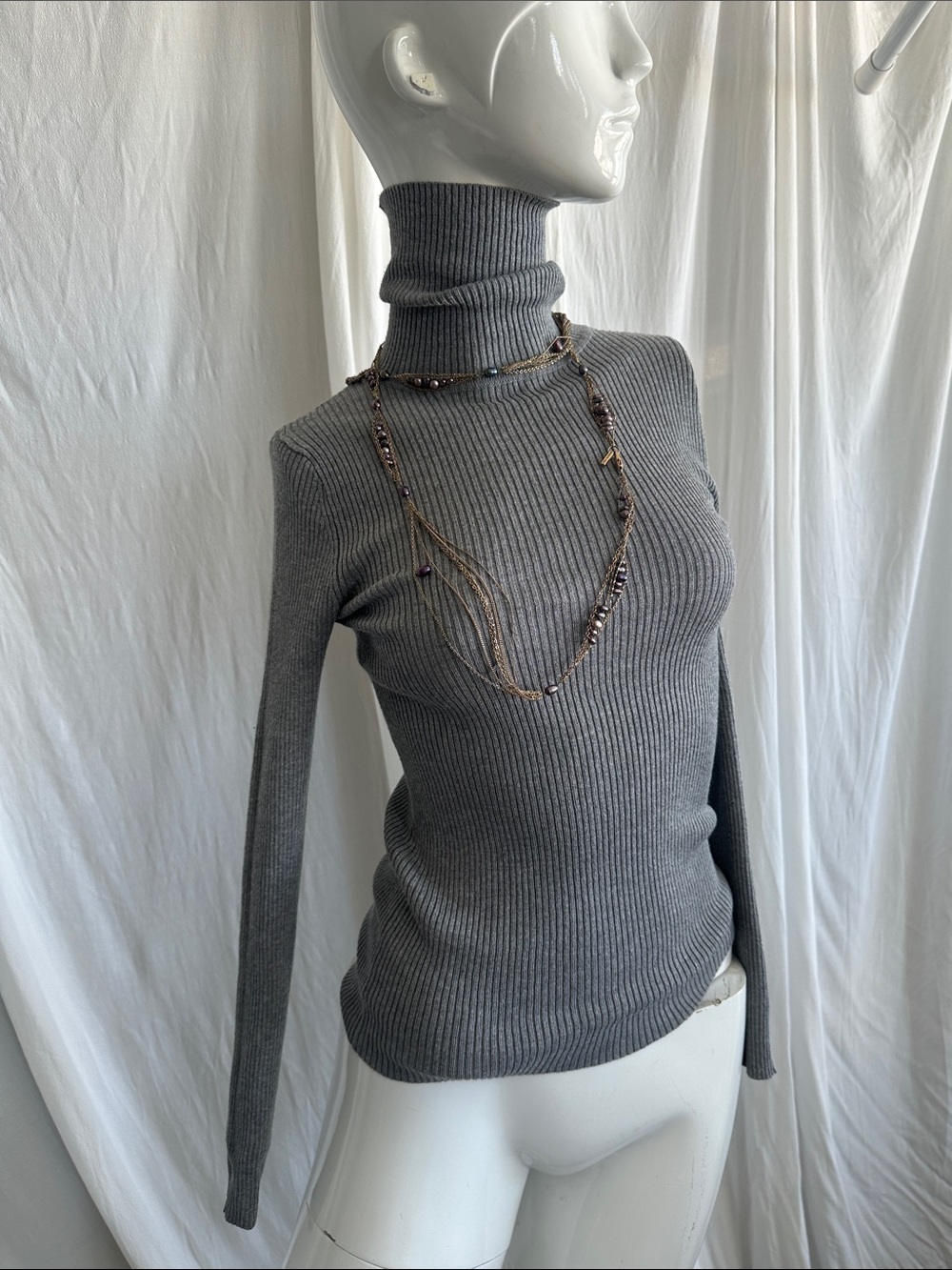 Rib Knit Turtleneck Heather gray light Size Small Gently worn